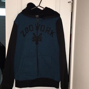 Zoo York zipper fleece hoodie jacket sweatshirt S